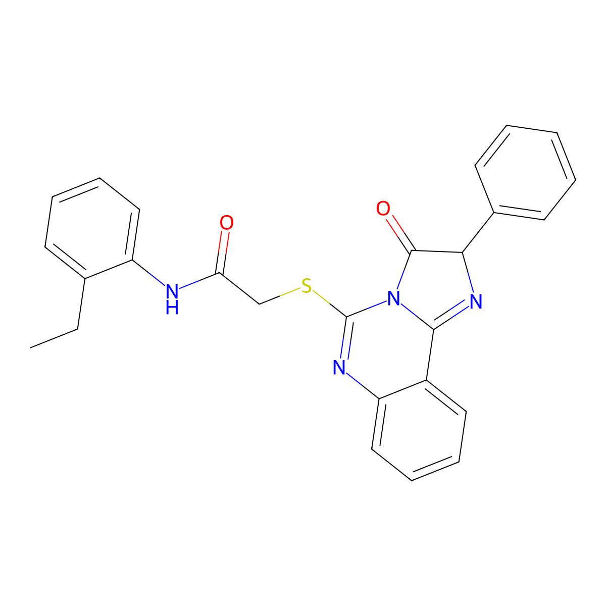 N-(2-ethylphenyl)-2-((3-oxo-2-phenyl-2,3-dihydroimidazo[1,2-c]quinazolin-5-yl)thio)acetamide molecular structure, CAS 1053115-83-5