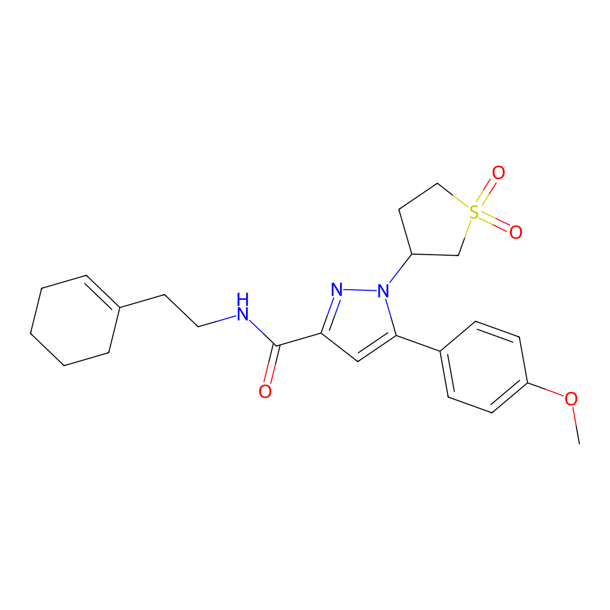 N-[2-(1-Cyclohexen-1-yl)ethyl]-5-(4-methoxyphenyl)-1-(tetrahydro-1,1-dioxido-3-thienyl)-1H-pyrazole-3-carboxamide molecular structure, CAS 1053116-96-3