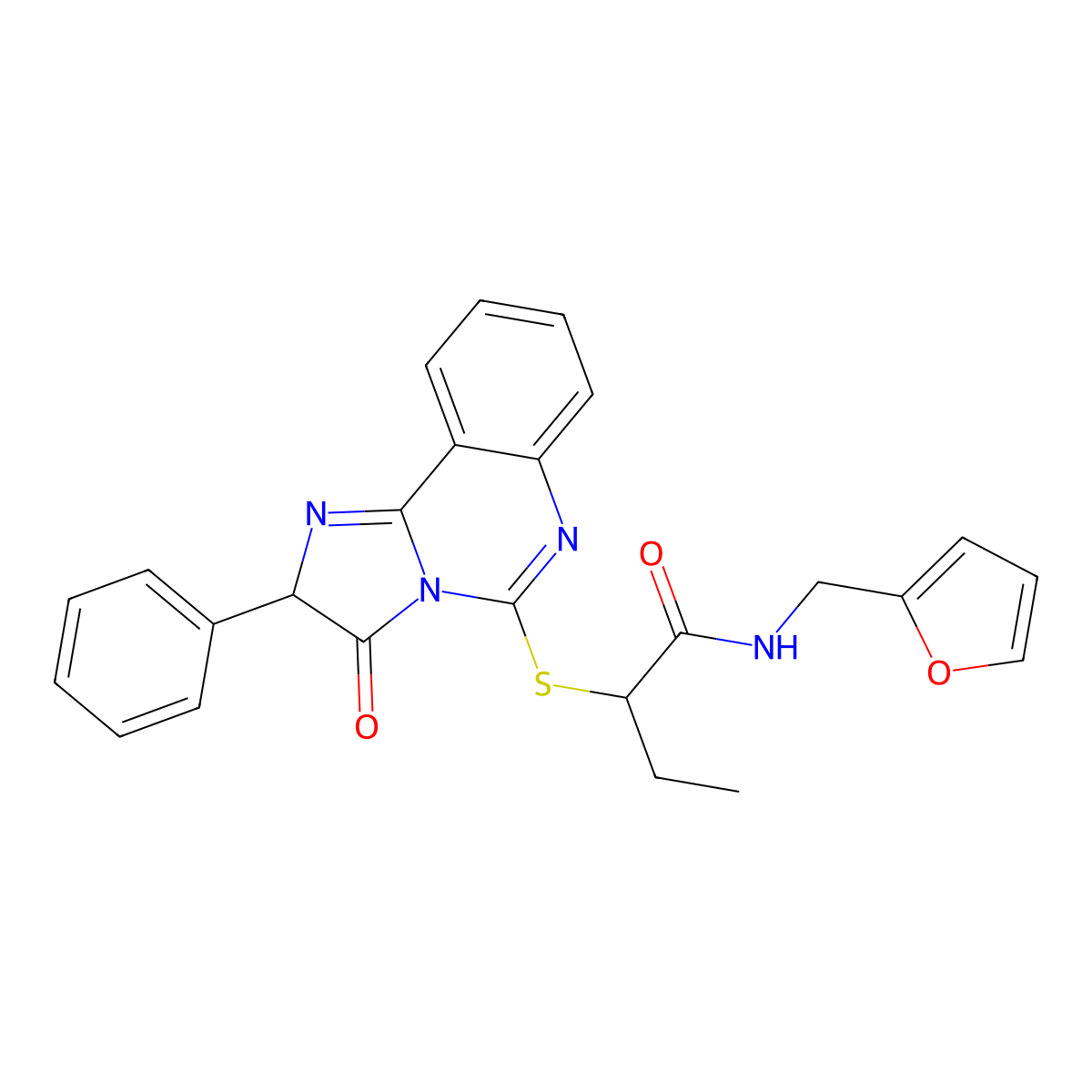 N-[(furan-2-yl)methyl]-2-({3-oxo-2-phenyl-2H,3H-imidazo[1,2-c]quinazolin-5-yl}sulfanyl)butanamide molecular structure, CAS 1053135-66-2