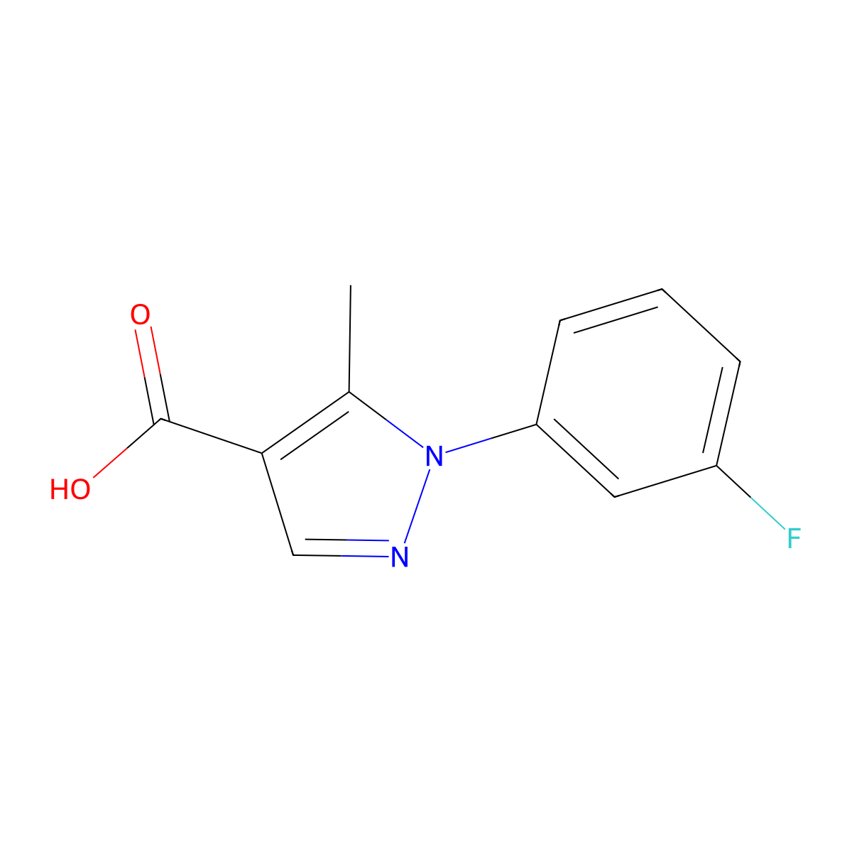 1-(3-fluorophenyl)-5-methyl-1H-pyrazole-4-carboxylic acid molecular structure, CAS 1053154-62-3