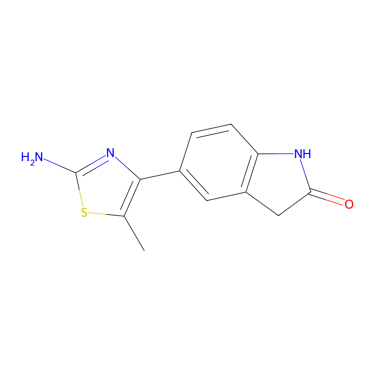 5-(2-Amino-5-methyl-1,3-thiazol-4-yl)-1,3-dihydroindol-2-one molecular structure, CAS 105316-96-9