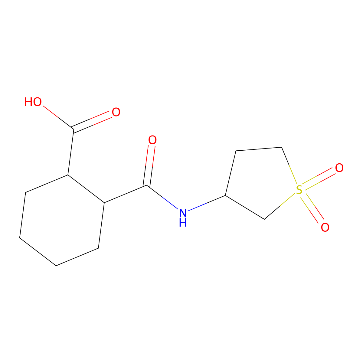2-[(1,1-Dioxo-1lambda6-thiolan-3-yl)carbamoyl]cyclohexane-1-carboxylic acid molecular structure, CAS 1053161-05-9
