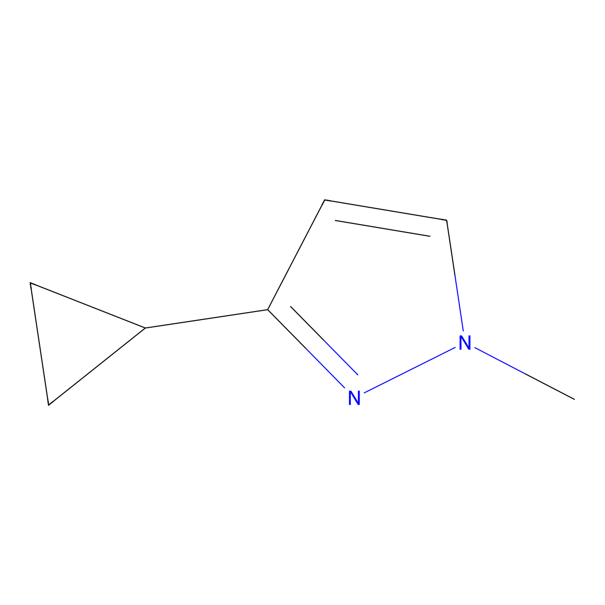 3-cyclopropyl-1-methyl-1H-pyrazole molecular structure, CAS 1053163-67-9