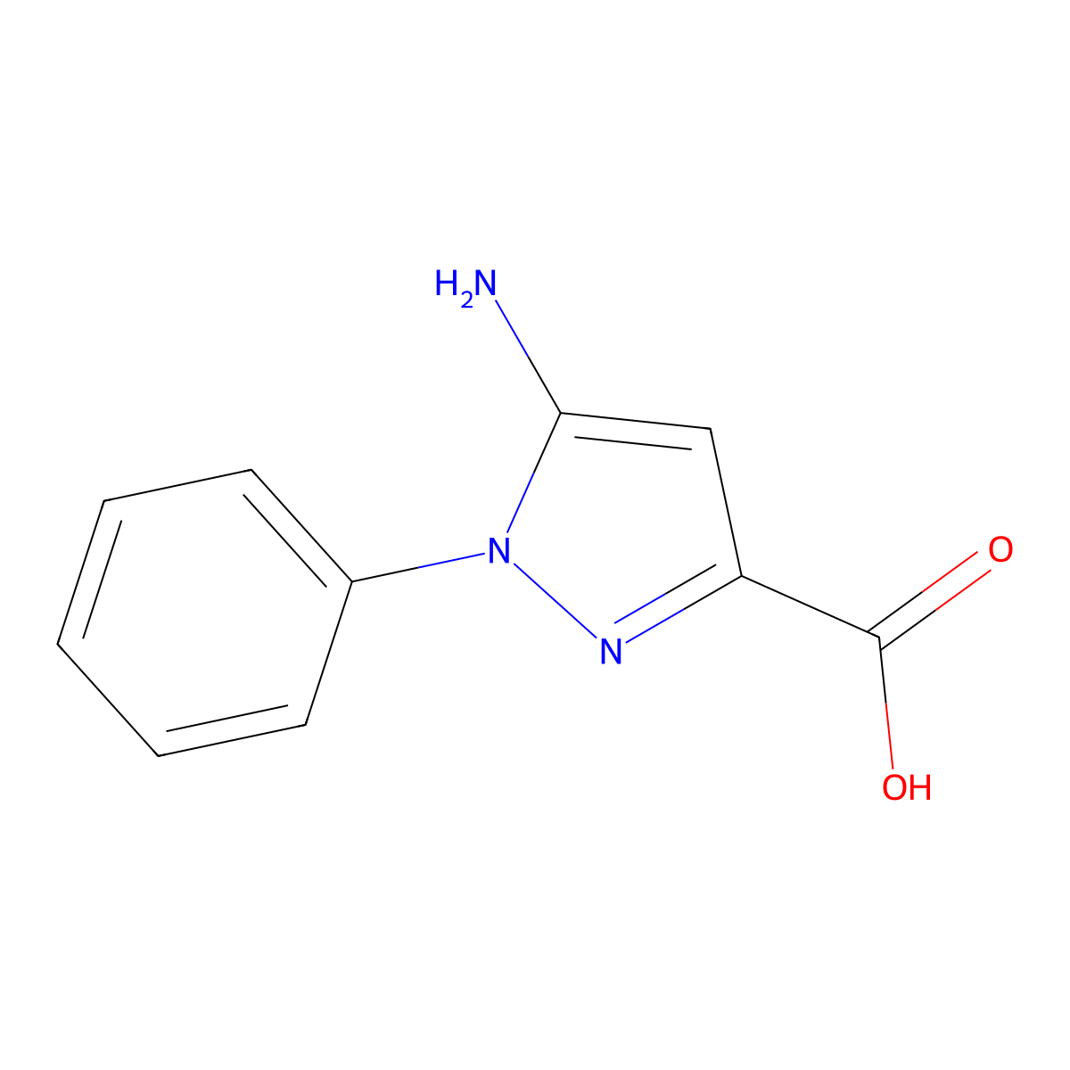 5-Amino-1-phenyl-1H-pyrazole-3-carboxylic acid molecular structure, CAS 1053164-76-3