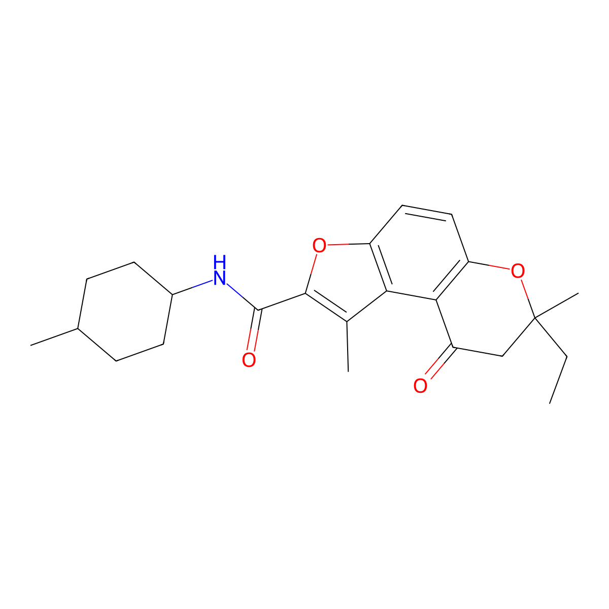 7-ethyl-1,7-dimethyl-N-(4-methylcyclohexyl)-9-oxo-8,9-dihydro-7H-furo[3,2-f]chromene-2-carboxamide molecular structure, CAS 1053167-43-3