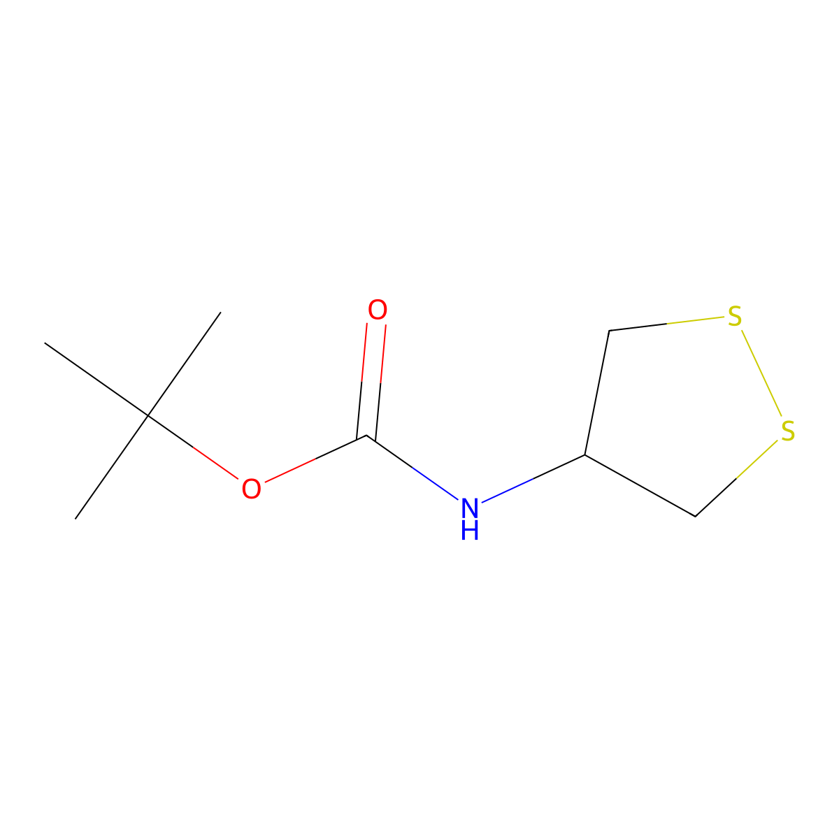 tert-butyl N-(1,2-dithiolan-4-yl)carbamate molecular structure, CAS 1053178-96-3