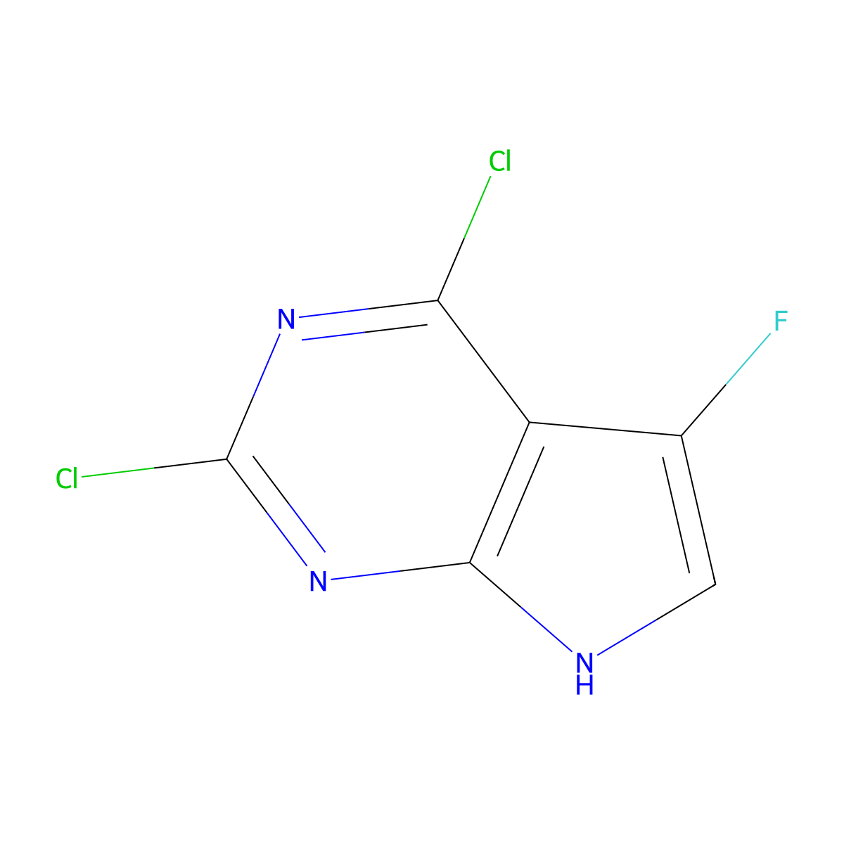 2,4-Dichloro-5-fluoro-7H-pyrrolo[2,3-d]pyrimidine molecular structure, CAS 1053228-29-7