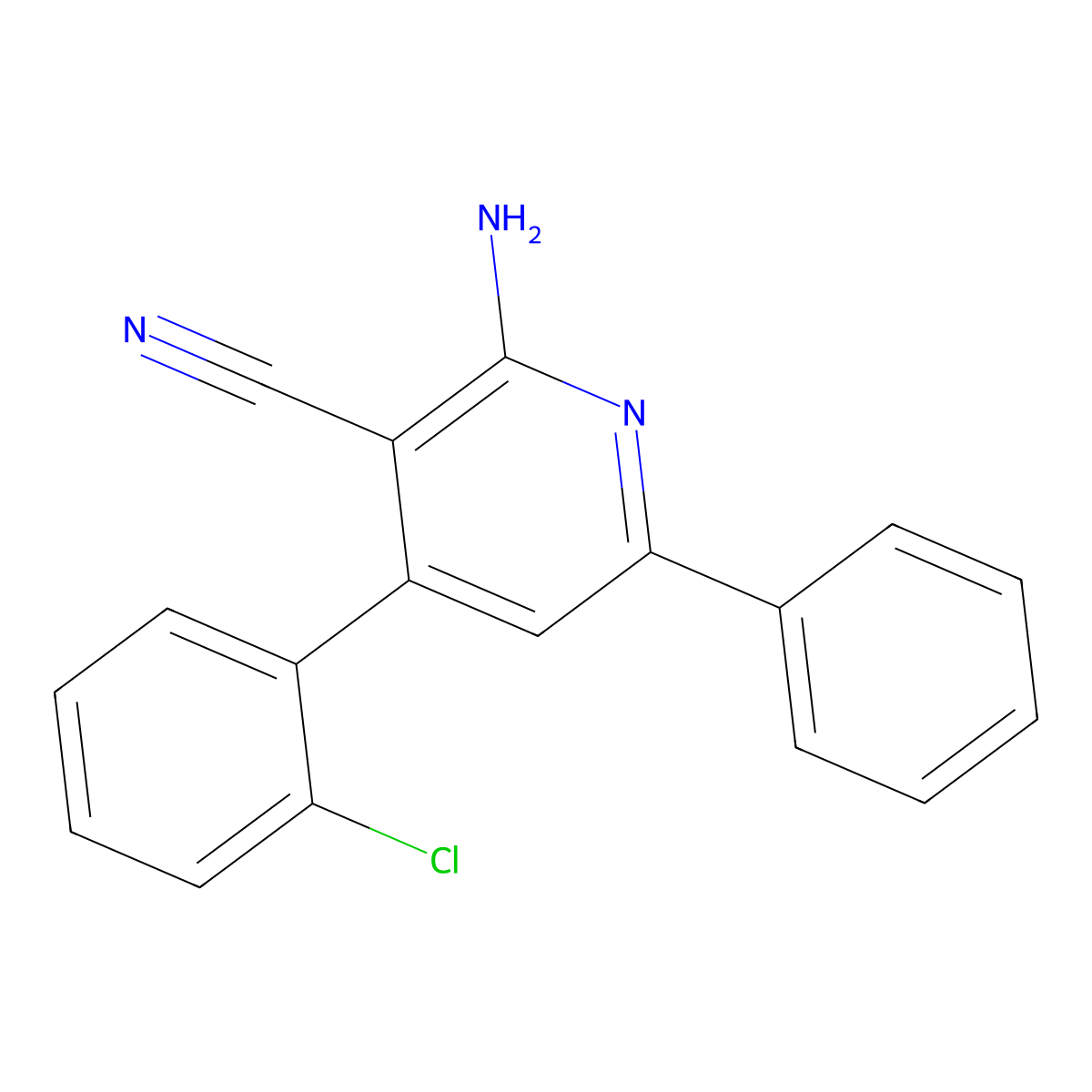 2-Amino-4-(2-chlorophenyl)-6-phenylnicotinonitrile molecular structure, CAS 105333-92-4