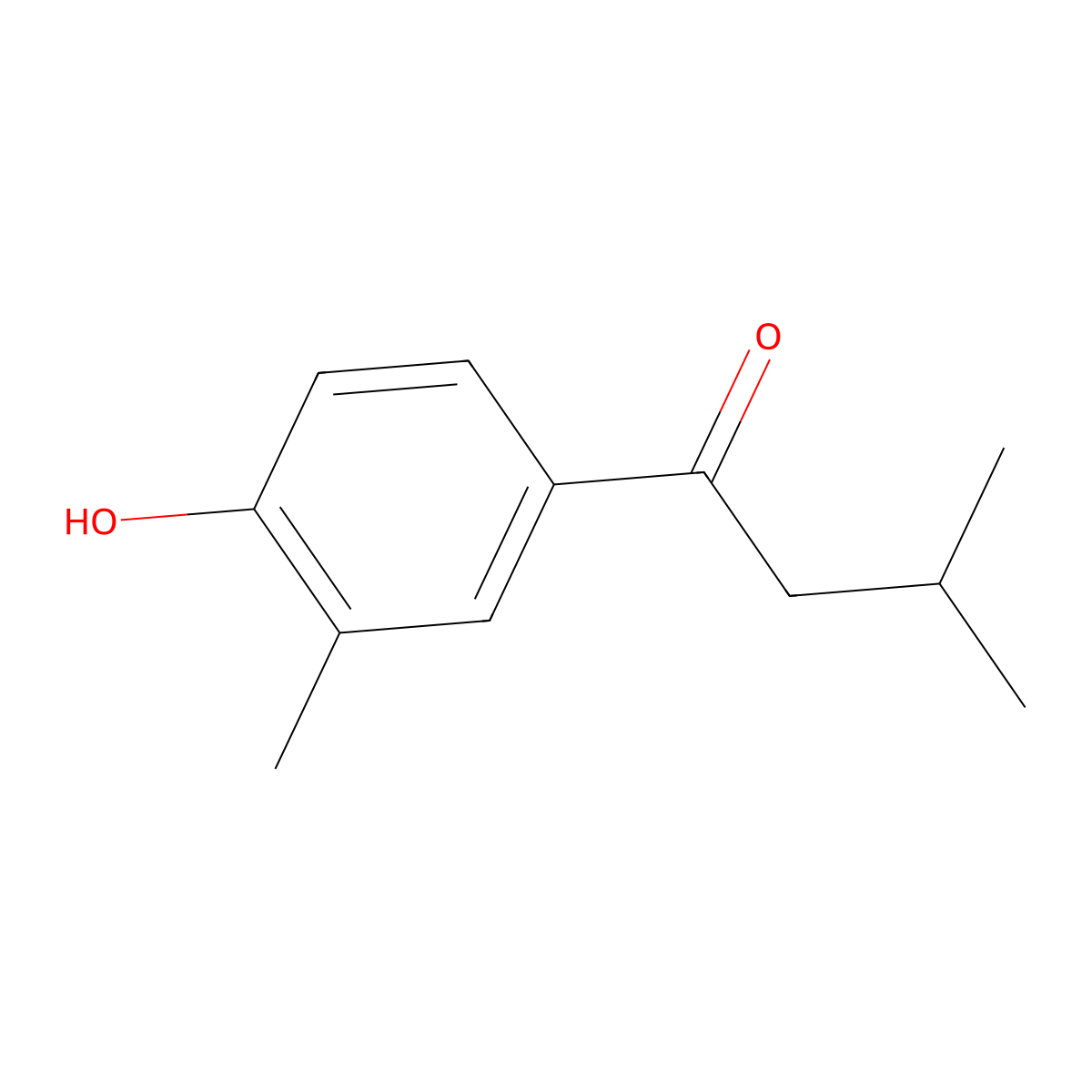1-(4-Hydroxy-3-methylphenyl)-3-methylbutan-1-one molecular structure, CAS 105337-39-1