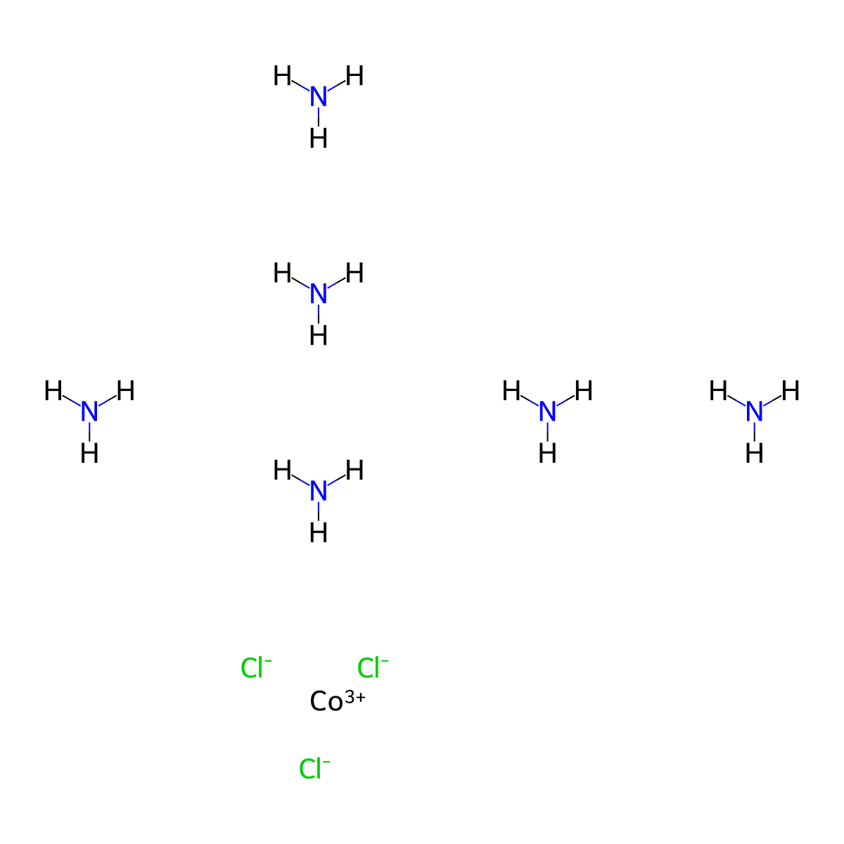 Hexaaminecobalt trichloride molecular structure, CAS 10534-89-1