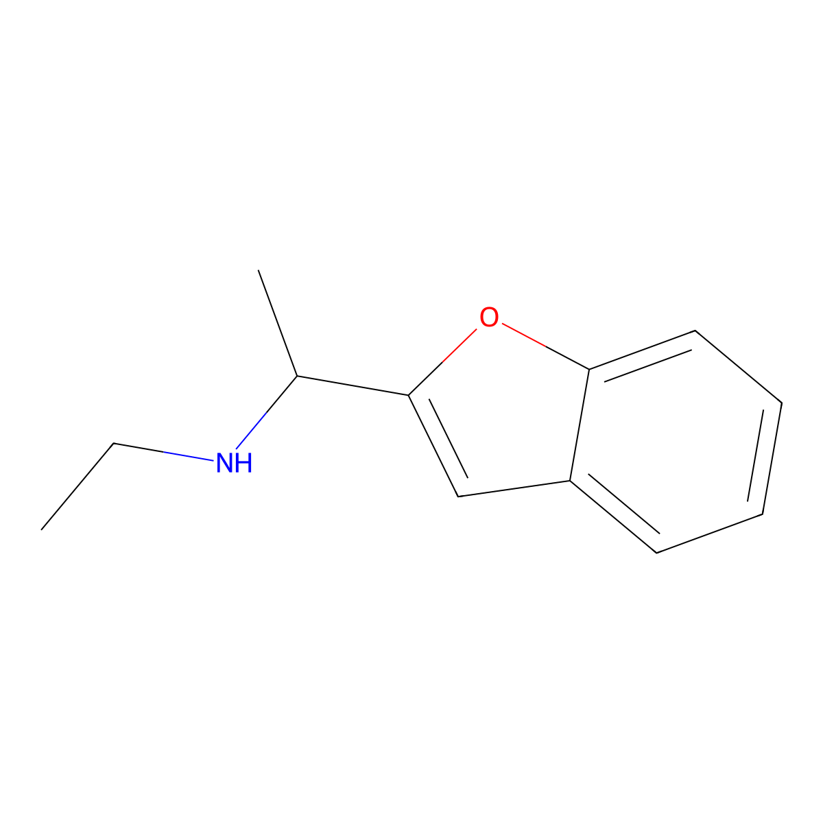 [1-(1-Benzofuran-2-yl)ethyl](ethyl)amine molecular structure, CAS 105340-56-5