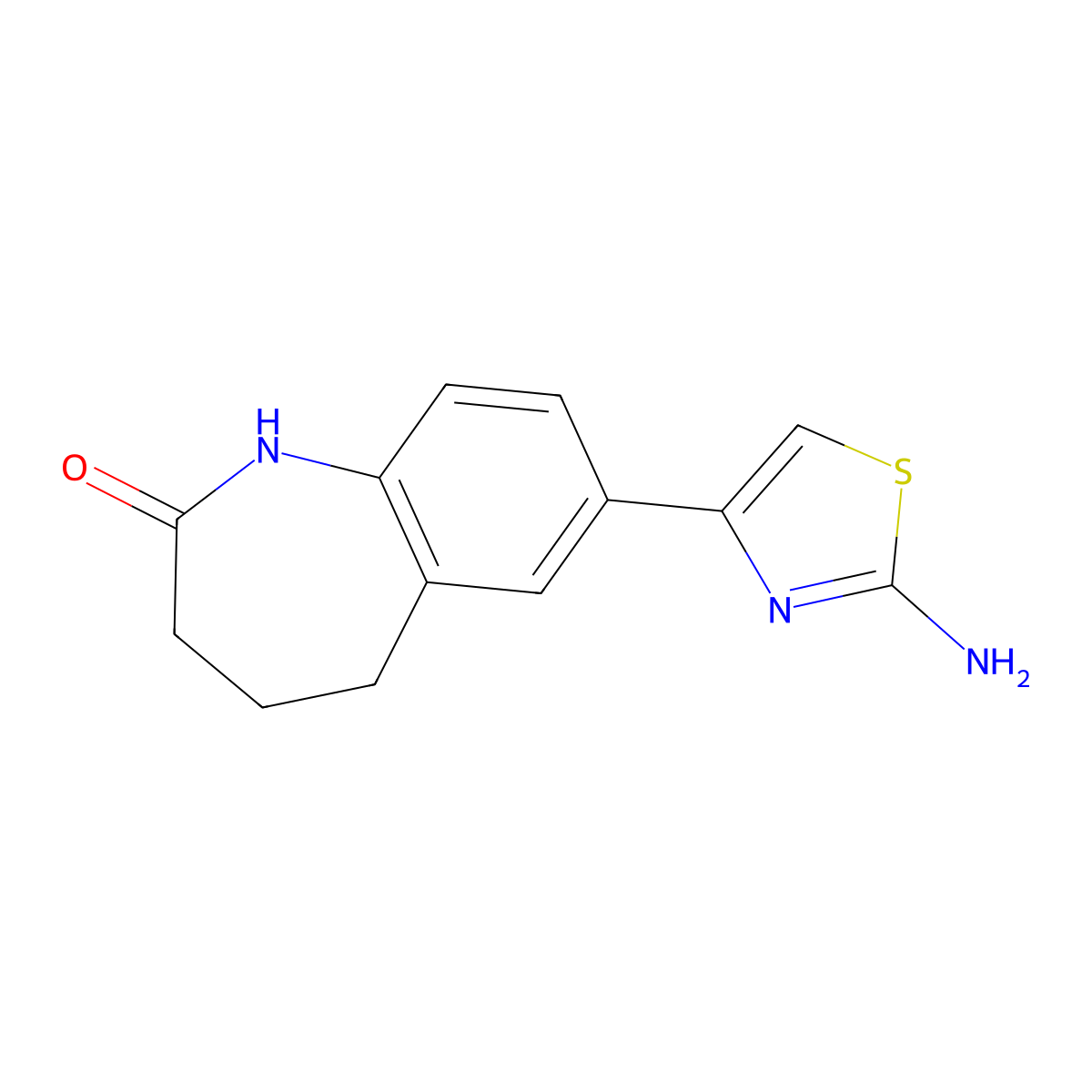 7-(2-amino-1,3-thiazol-4-yl)-2,3,4,5-tetrahydro-1H-1-benzazepin-2-one molecular structure, CAS 105344-32-9