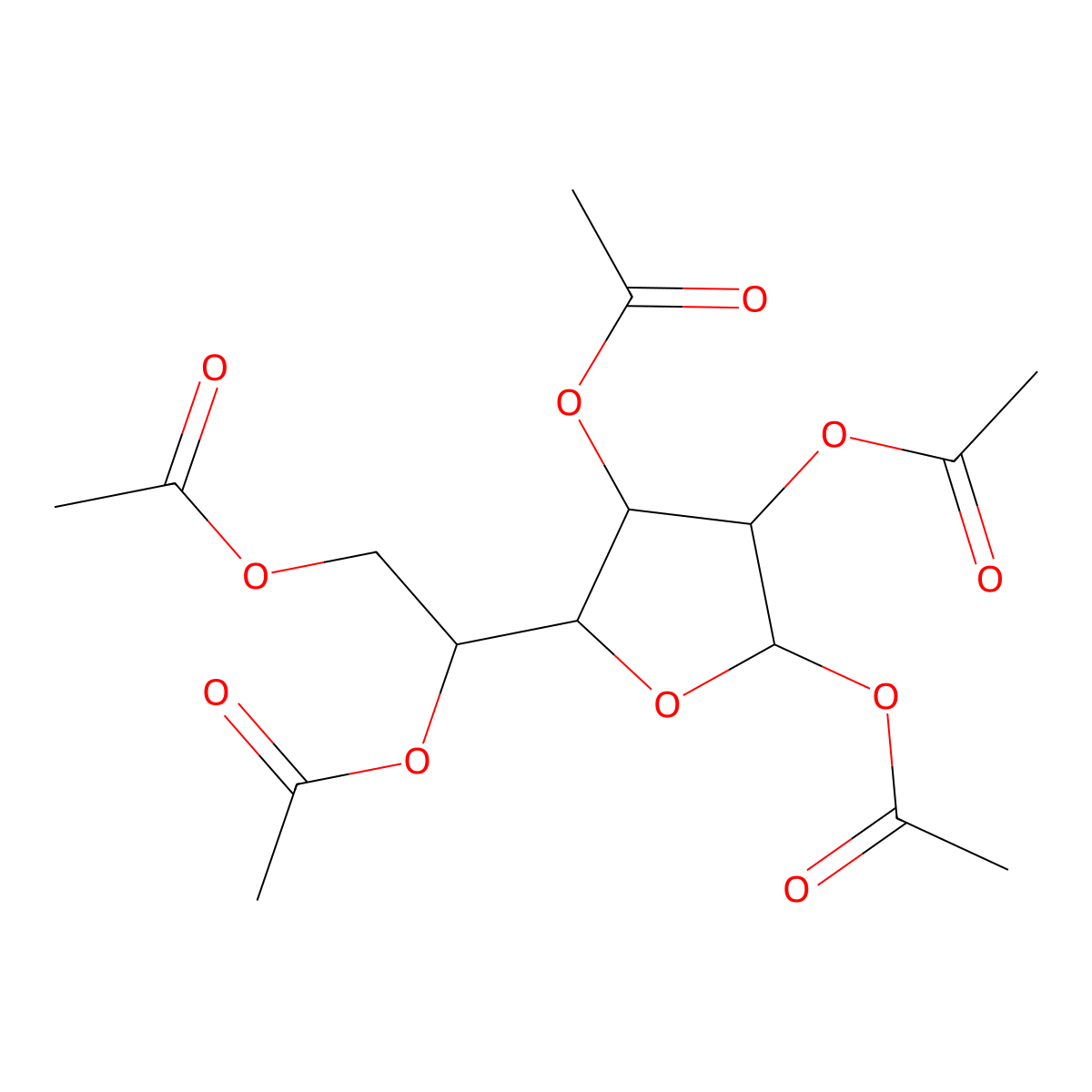 D-Galactofuranose, pentaacetate molecular structure, CAS 10535-09-8