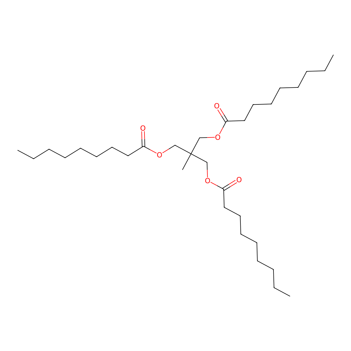 Nonanoic acid, 1,1'-(2-methyl-2-(((1-oxononyl)oxy)methyl)-1,3-propanediyl) ester molecular structure, CAS 10535-50-9