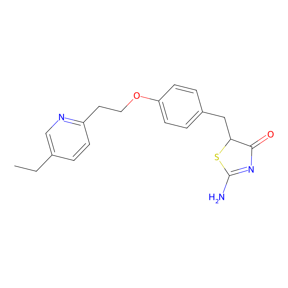 2-Amino-5-((4-(2-(5-ethyl-2-pyridinyl)ethoxy)phenyl)methyl)-4(5H)-thiazolone molecular structure, CAS 105355-26-8