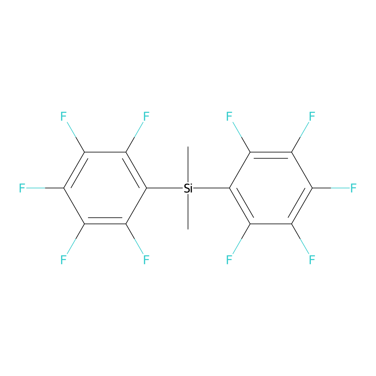 Bis(pentafluorophenyl)dimethylsilane molecular structure, CAS 10536-62-6