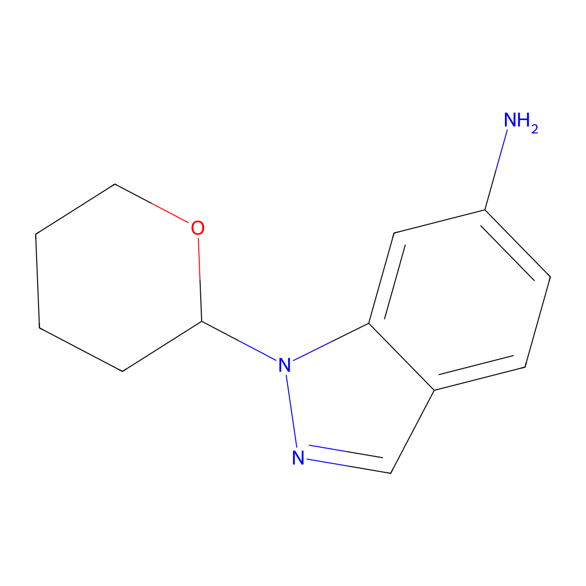 1-(Tetrahydro-2H-pyran-2-yl)-1H-indazol-6-amine molecular structure, CAS 1053655-59-6