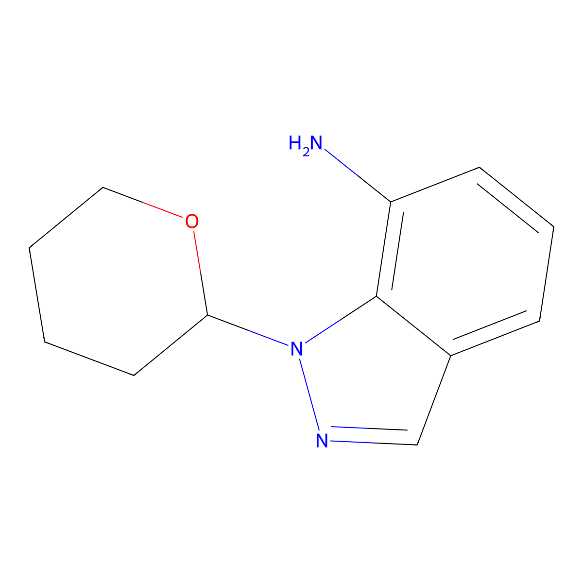 1-(Tetrahydro-2H-pyran-2-yl)-1H-indazol-7-amine molecular structure, CAS 1053655-60-9