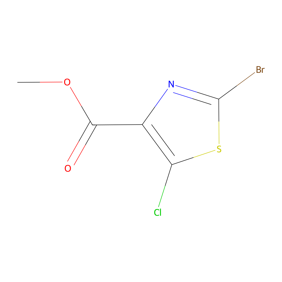Methyl 2-bromo-5-chloro-1,3-thiazole-4-carboxylate molecular structure, CAS 1053655-63-2