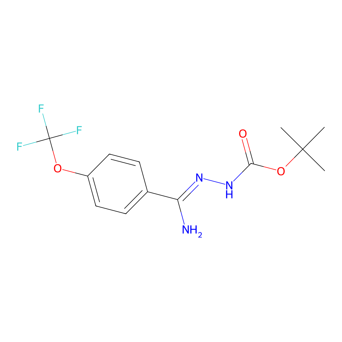 N'-[1-Amino-1-(4-(trifluoromethoxy)phenyl)methylidene]hydrazinecarboxylic acid tert-butyl ester molecular structure, CAS 1053655-71-2