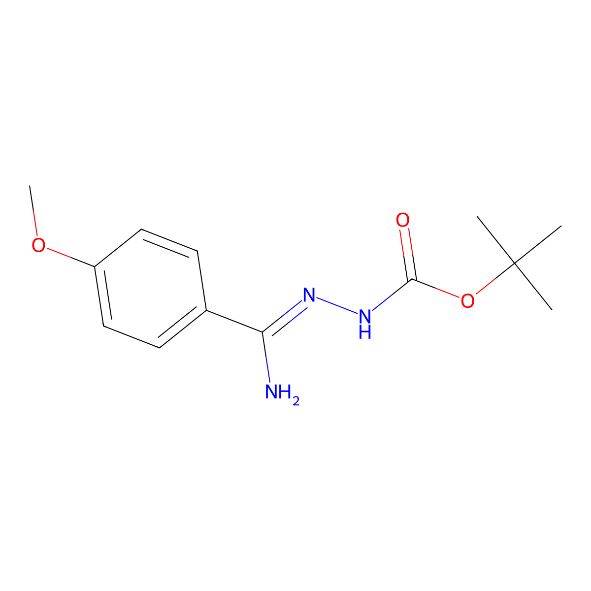 N'-[1-Amino-1-(4-methoxyphenyl)methylidene]-hydrazinecarboxylic acid tert-butyl ester molecular structure, CAS 1053655-73-4