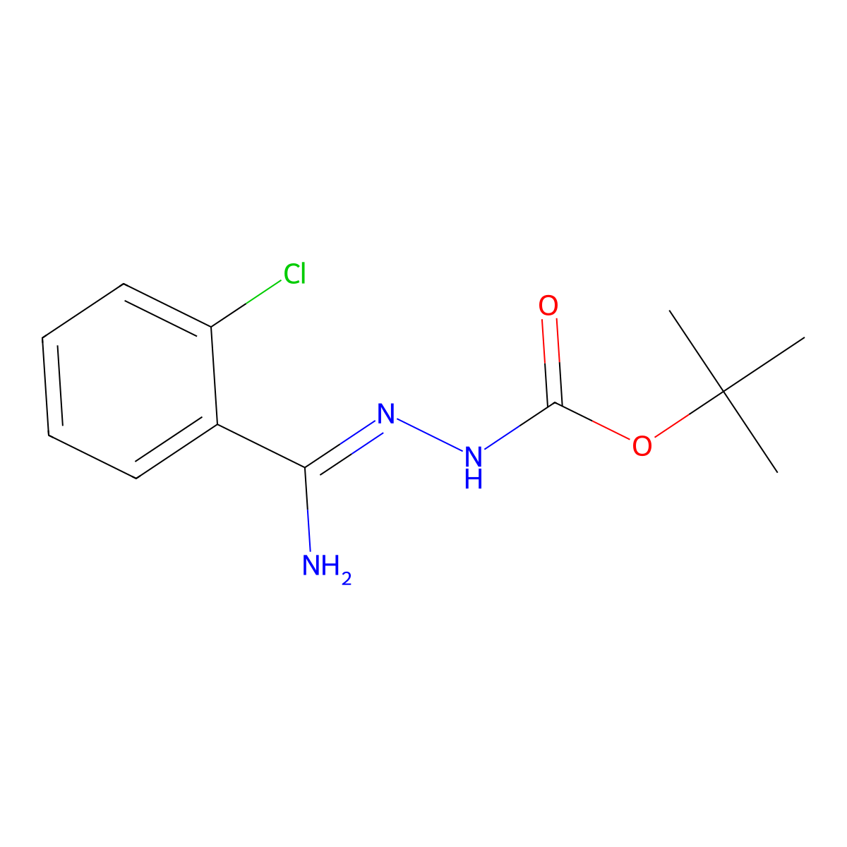 tert-Butyl 2-(amino(2-chlorophenyl)methylene)hydrazinecarboxylate molecular structure, CAS 1053655-85-8