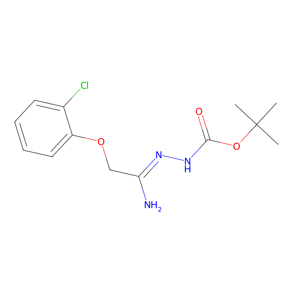 N'-[1-Amino-2-(2-chlorophenoxy)ethylidene]hydrazinecarboxylic acid tert-butyl ester molecular structure, CAS 1053655-91-6