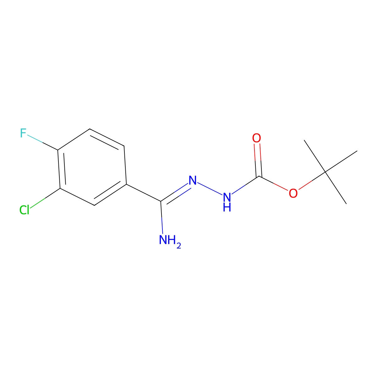 n'-[1-Amino-1-(3-chloro-4-fluorophenyl)methylidene]hydrazinecarboxylic acid tert-butyl ester molecular structure, CAS 1053655-93-8