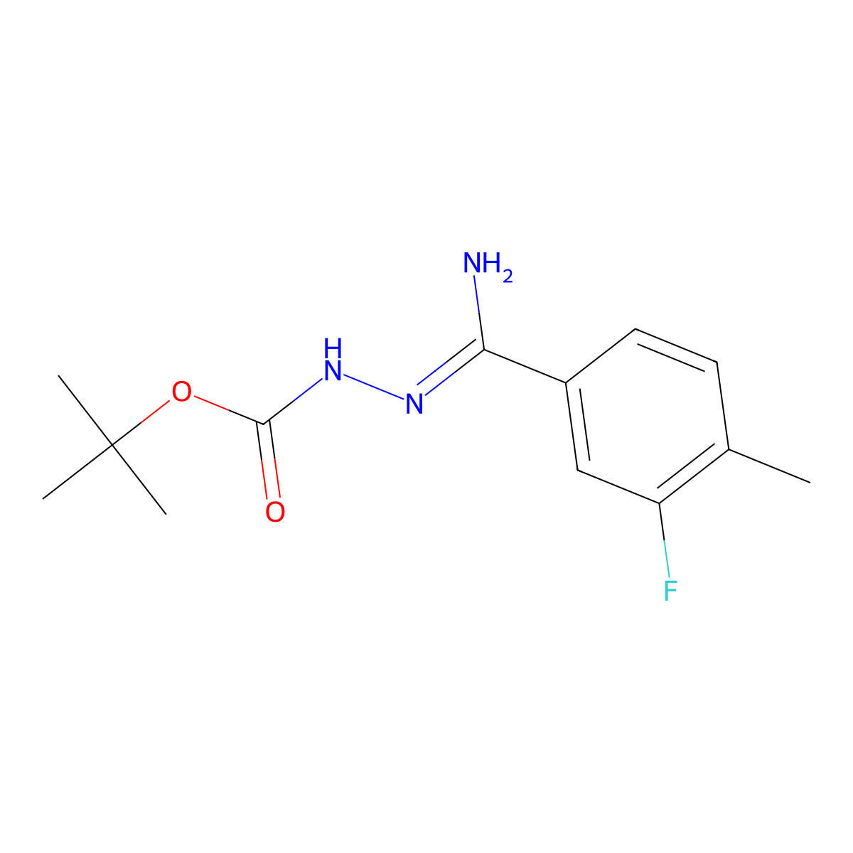 n'-[1-Amino-1-(3-fluoro-4-methylphenyl)methylidene]hydrazinecarboxylic acid tert-butyl ester molecular structure, CAS 1053655-97-2