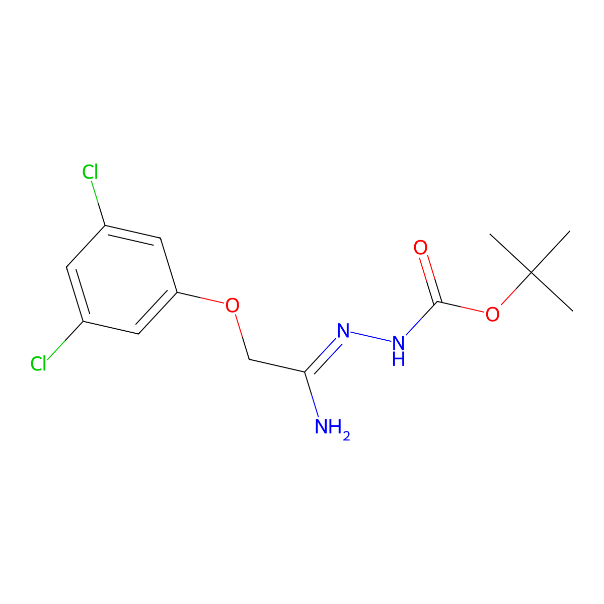 N'-[1-Amino-2-(3,5-dichlorophenoxy)ethylidene]hydrazinecarboxylic acid tert-butyl ester molecular structure, CAS 1053656-08-8