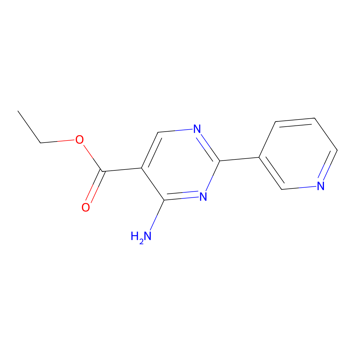 Ethyl 4-Amino-2-(pyridin-3-yl)pyrimidine-5-carboxylate molecular structure, CAS 1053656-10-2
