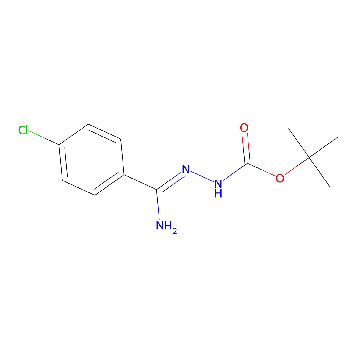 N'-[1-Amino-1-(4-chlorophenyl)methylidene]hydrazinecarboxylic acid tert-butyl ester molecular structure, CAS 1053656-11-3