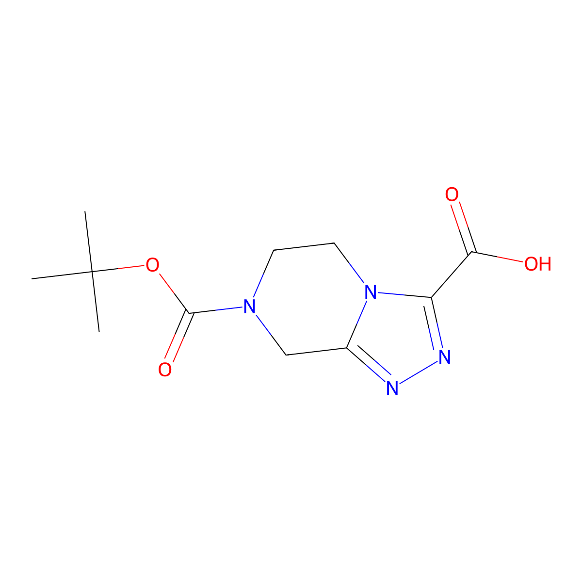 7-(tert-Butoxycarbonyl)-5,6,7,8-tetrahydro-[1,2,4]triazolo[4,3-a]pyrazine-3-carboxylic acid molecular structure, CAS 1053656-19-1