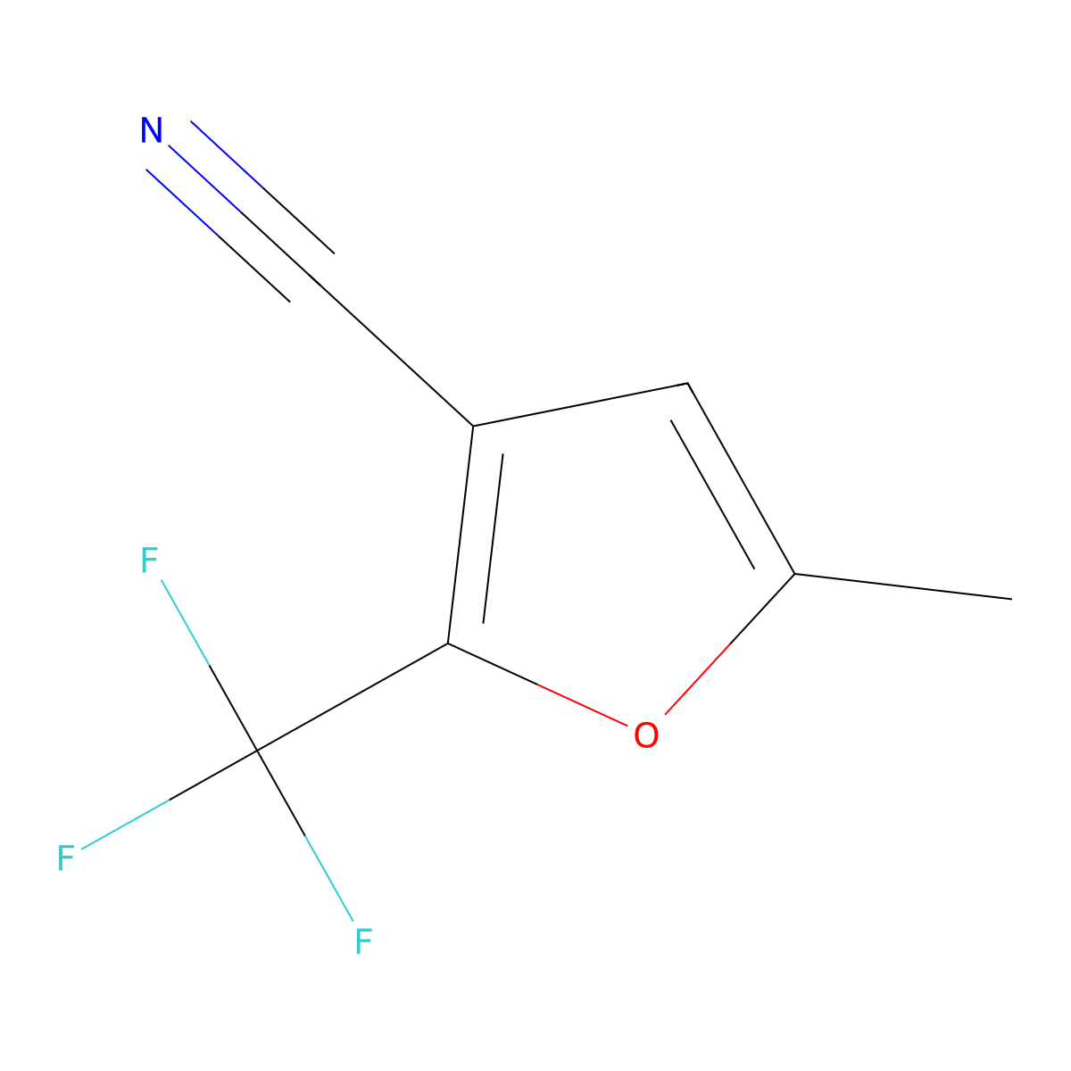5-Methyl-2-(trifluoromethyl)-3-furancarbonitrile molecular structure, CAS 1053656-28-2