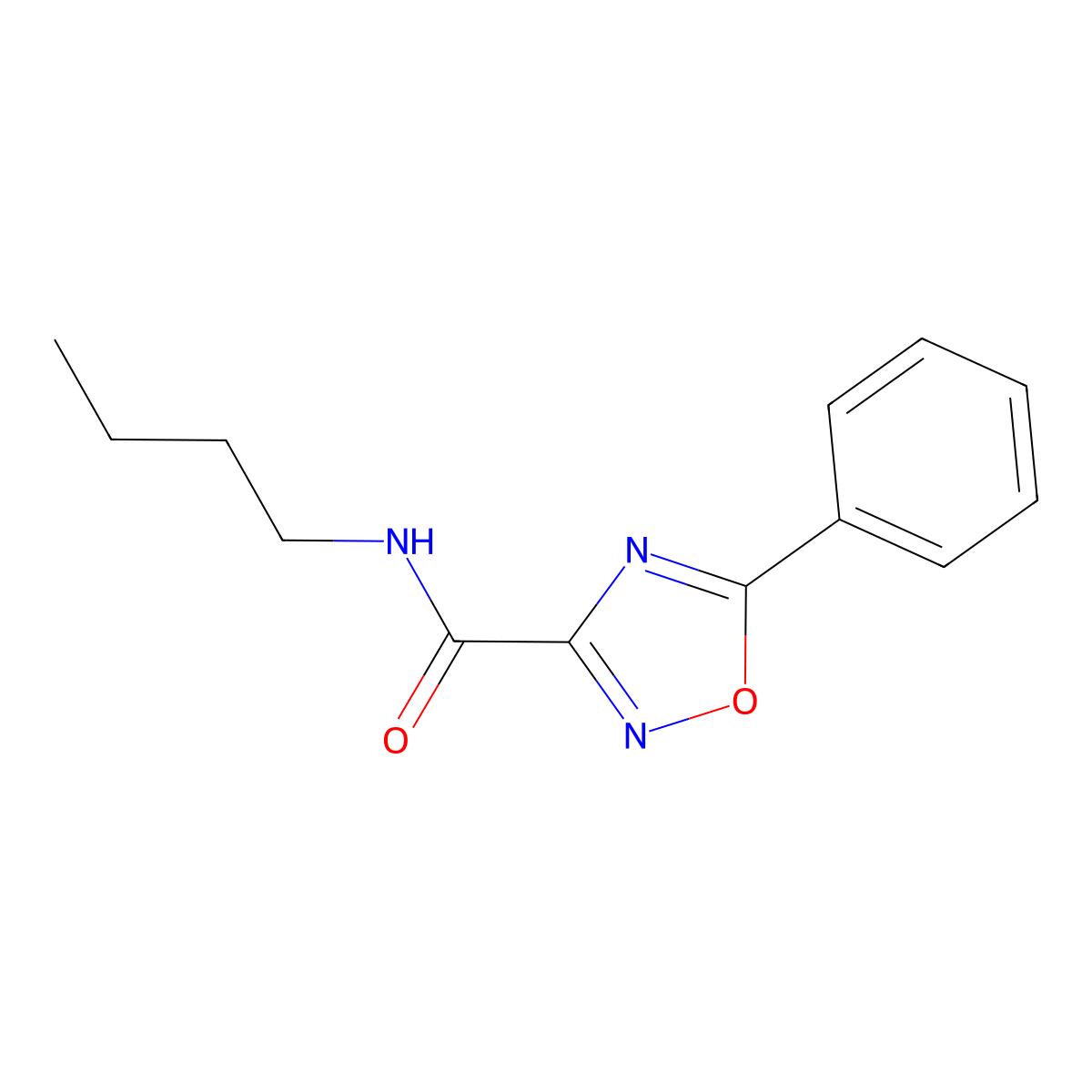 N-butyl-5-phenyl-1,2,4-oxadiazole-3-carboxamide molecular structure, CAS 1053656-32-8