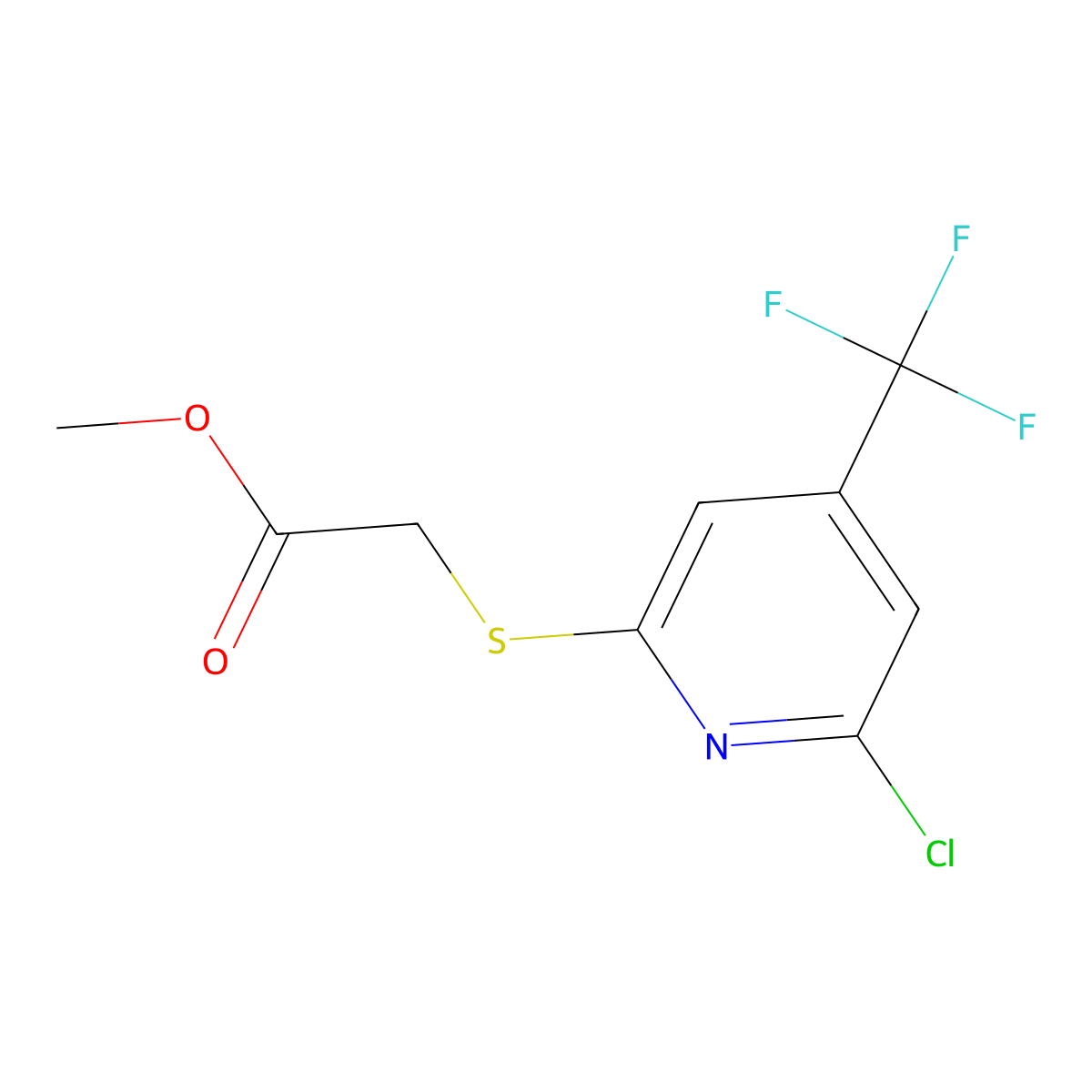 Methyl (6-chloro-4-(trifluoromethyl)pyridin-2-ylsulfanyl)acetate molecular structure, CAS 1053656-35-1