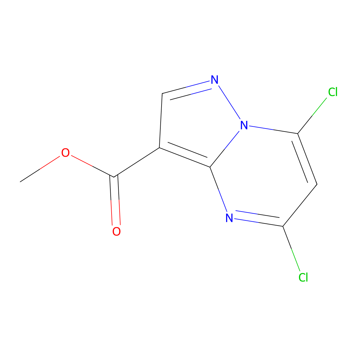Methyl 5,7-dichloropyrazolo[1,5-a]pyrimidine-3-carboxylate molecular structure, CAS 1053656-37-3