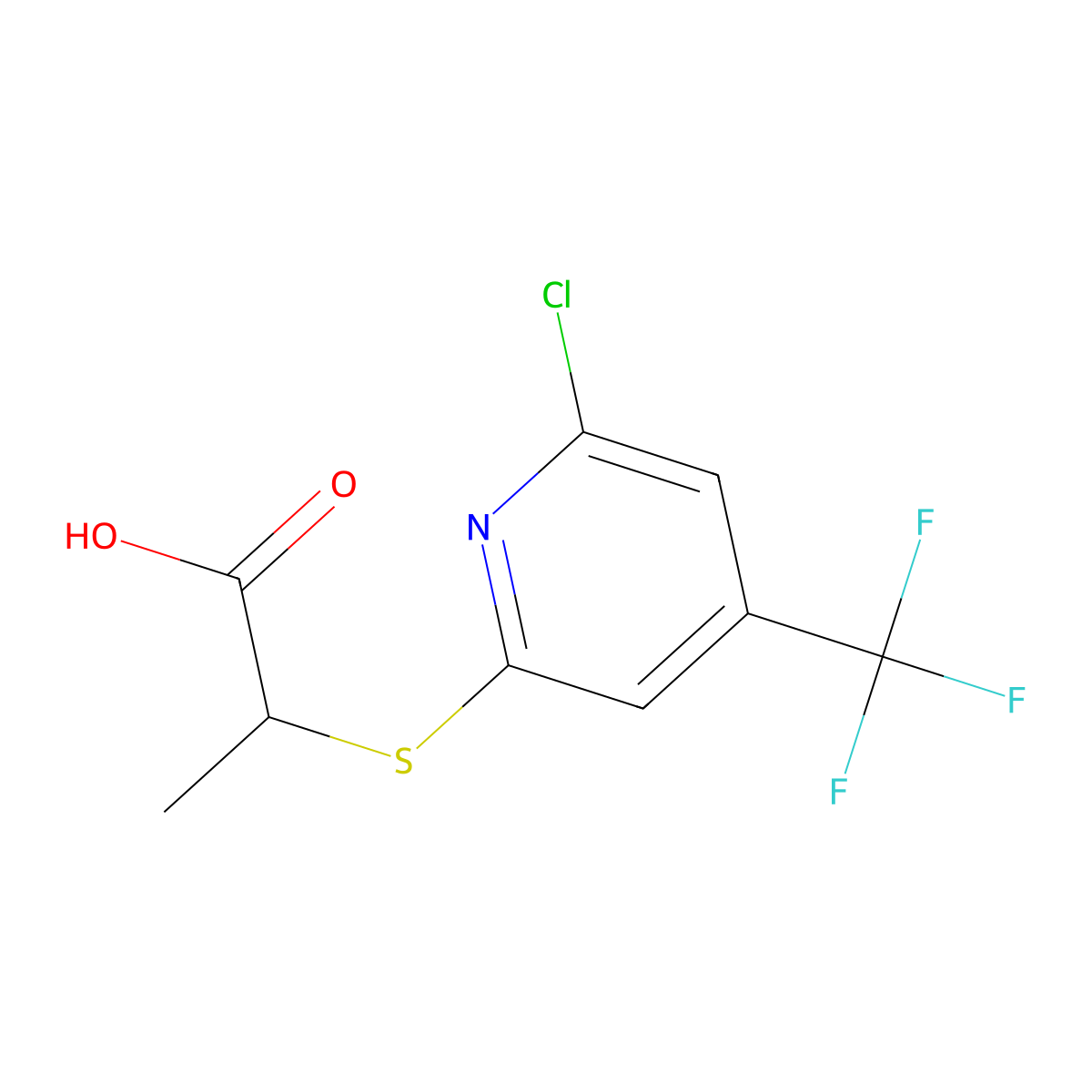 2-(6-Chloro-4-(trifluoromethyl)pyridin-2-ylsulfanyl)propionic acid molecular structure, CAS 1053656-40-8
