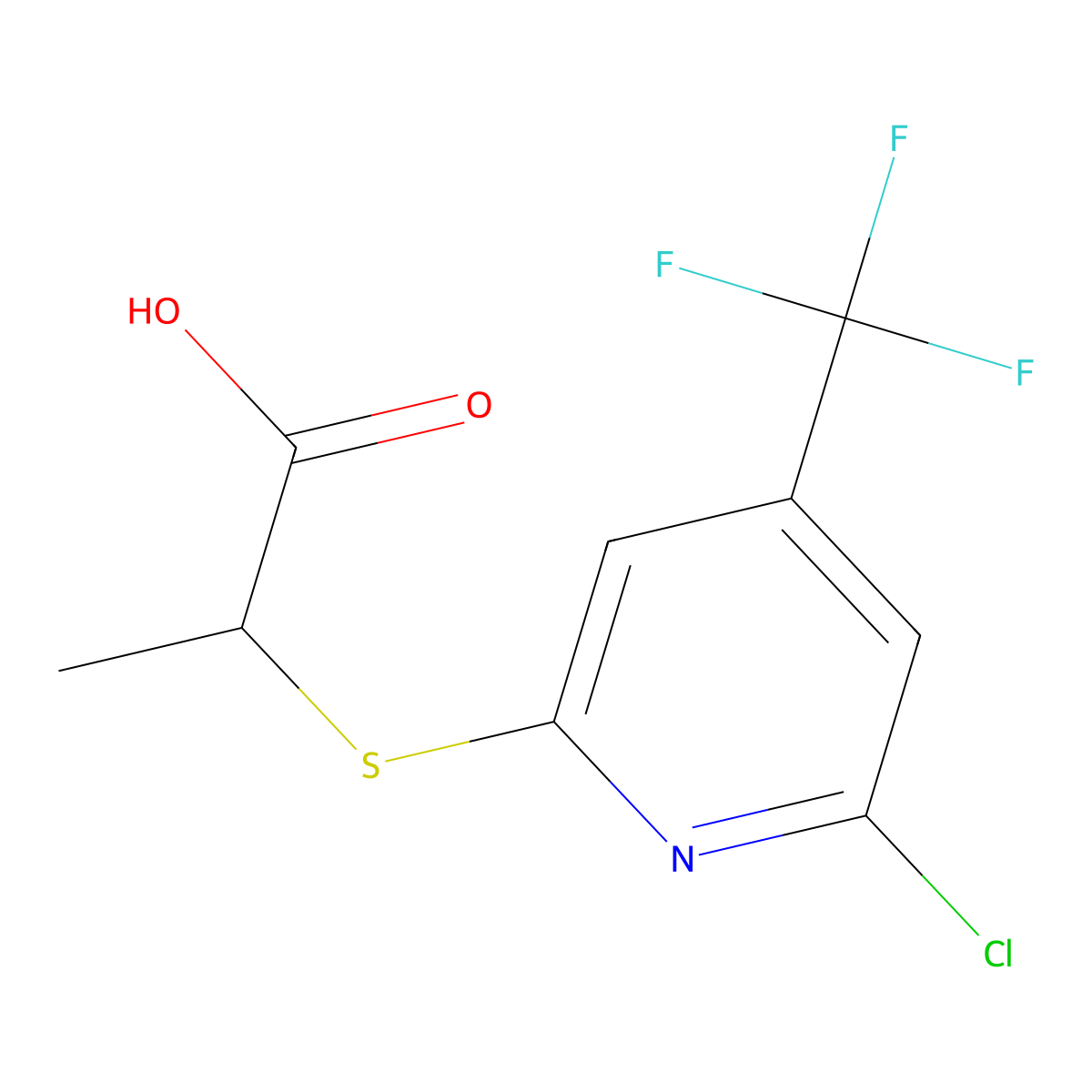 2-(6-Chloro-4-(trifluoromethyl)pyridin-2-ylsulfanyl)propionic acid molecular structure, CAS 1053656-40-8