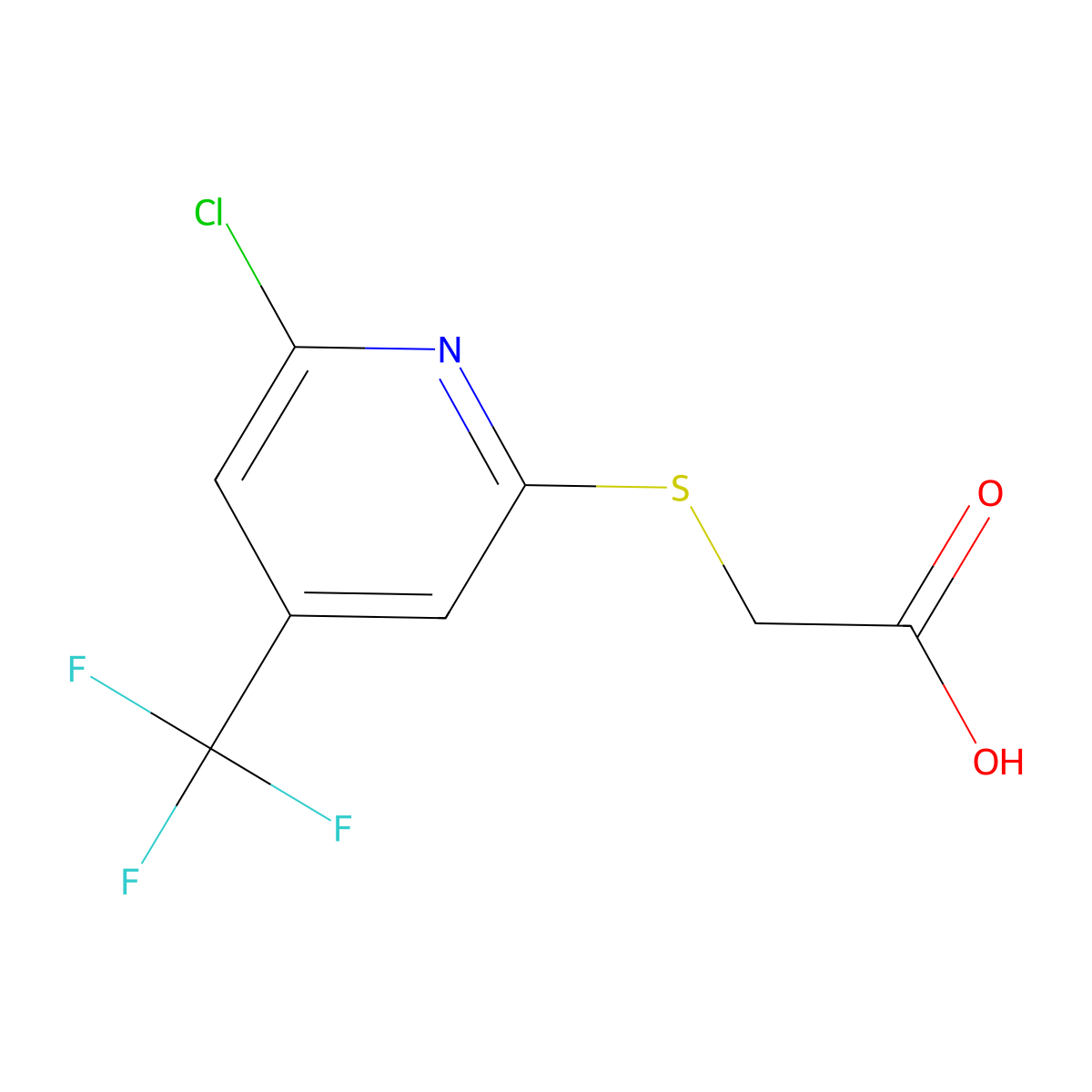 2-(6-Chloro-4-(trifluoromethyl)pyridin-2-ylsulfanyl)acetic acid molecular structure, CAS 1053656-44-2