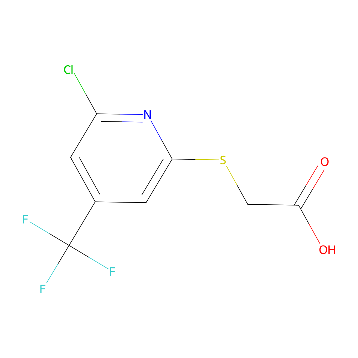 2-(6-Chloro-4-(trifluoromethyl)pyridin-2-ylsulfanyl)acetic acid molecular structure, CAS 1053656-44-2