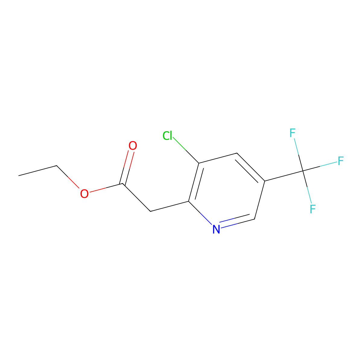 Ethyl 2-(3-chloro-5-(trifluoromethyl)pyridin-2-yl)acetate molecular structure, CAS 1053656-47-5