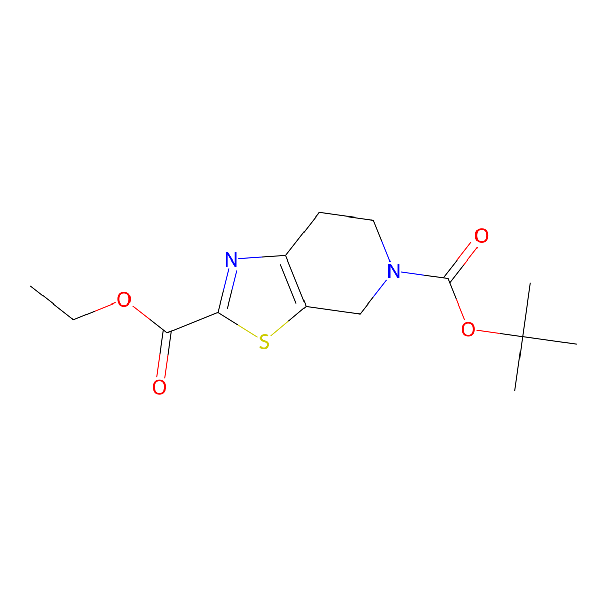 5-Tert-butyl 2-ethyl 6,7-dihydrothiazolo[5,4-C]pyridine-2,5(4H)-dicarboxylate molecular structure, CAS 1053656-51-1