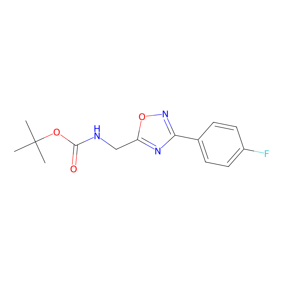 5-(tert-Butyloxycarbonyamino)methyl-3-(4-fluorophenyl)-[1,2,4]oxadiazole molecular structure, CAS 1053656-53-3