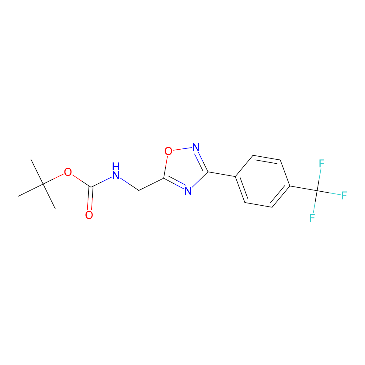 5-(tert-Butyloxycarbonyamino)methyl-3-(4-(trifluoromethyl)phenyl)-[1,2,4]oxadiazole molecular structure, CAS 1053656-56-6