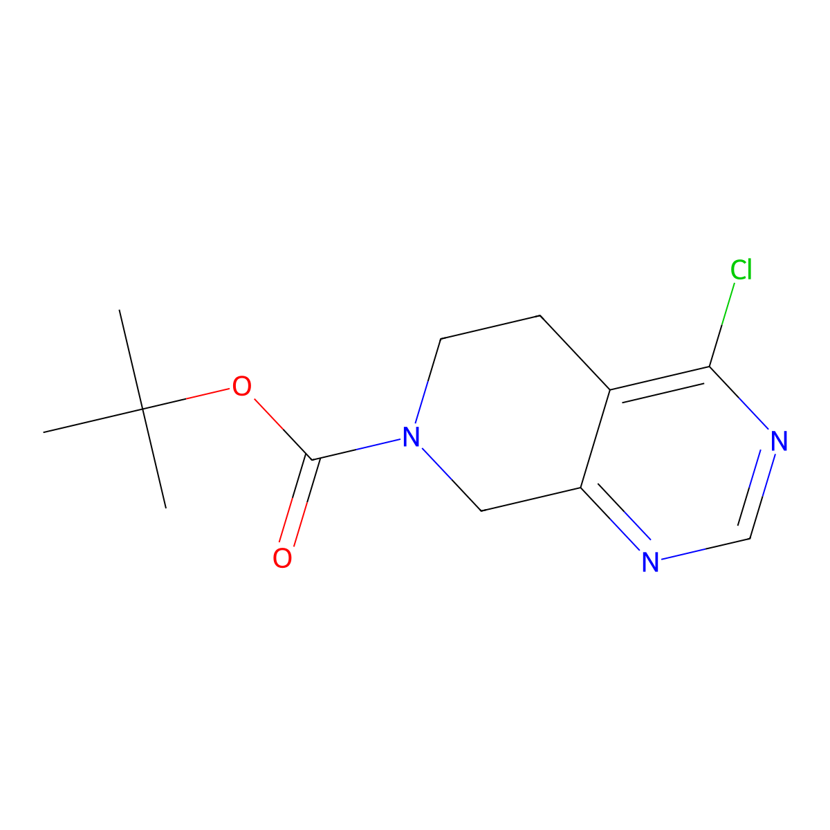 tert-butyl 4-chloro-5H,6H,7H,8H-pyrido(3,4-d)pyrimidine-7-carboxylate molecular structure, CAS 1053656-57-7