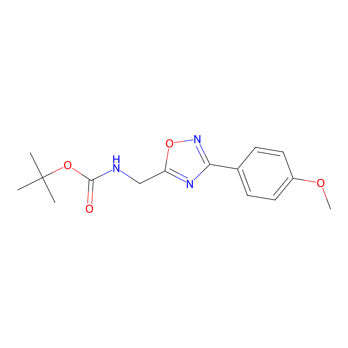 5-(tert-Butyloxycarbonyamino)methyl-3-(4-methoxyphenyl)-[1,2,4]oxadiazole molecular structure, CAS 1053656-59-9