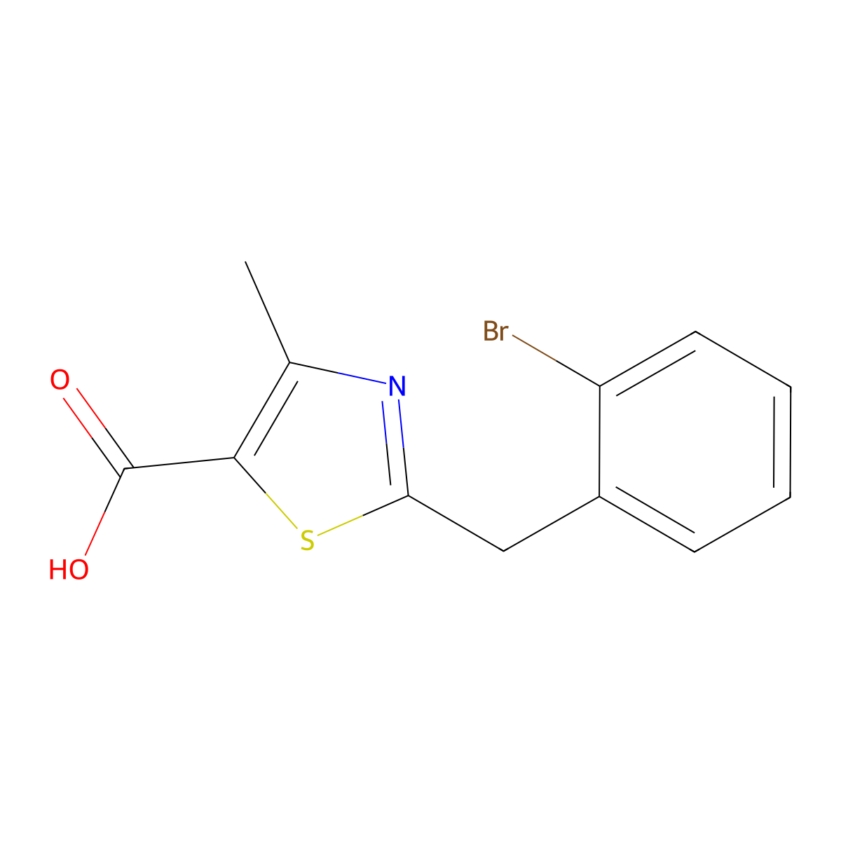 2-(2-Bromobenzyl)-4-methylthiazole-5-carboxylic acid molecular structure, CAS 1053656-69-1