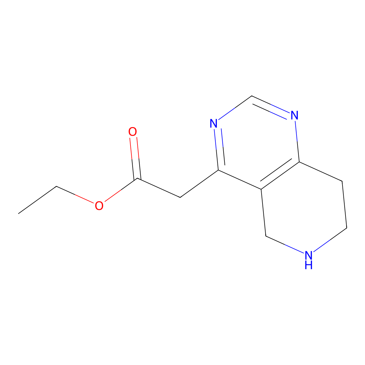 Ethyl 2-(5,6,7,8-tetrahydropyrido[4,3-d]pyrimidin-4-yl)acetate molecular structure, CAS 1053656-80-6