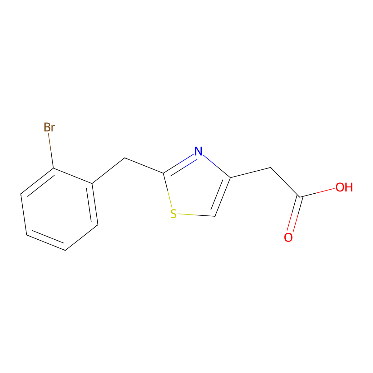 2-{2-[(2-Bromophenyl)methyl]-1,3-thiazol-4-yl}acetic acid molecular structure, CAS 1053656-88-4